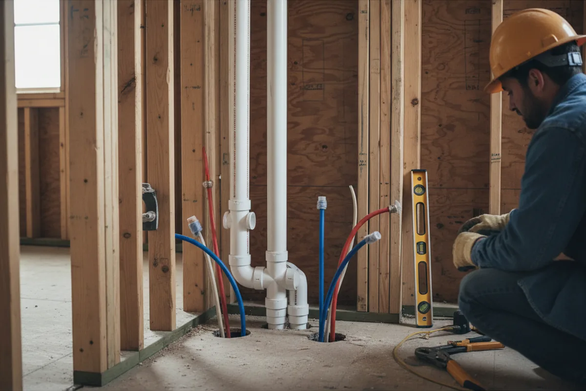 Drain and supply rough-in during Sump Pump Repair in Bucoda