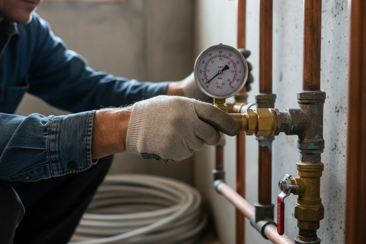 Pressure testing a repaired line during Water Line Repair in Bucoda
